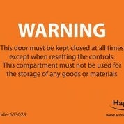 Label Warning Keep Door Closed
Pack Of 10