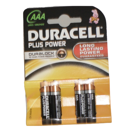 Duracell Plus Aaa Lr03
Batteries - 4 Pack