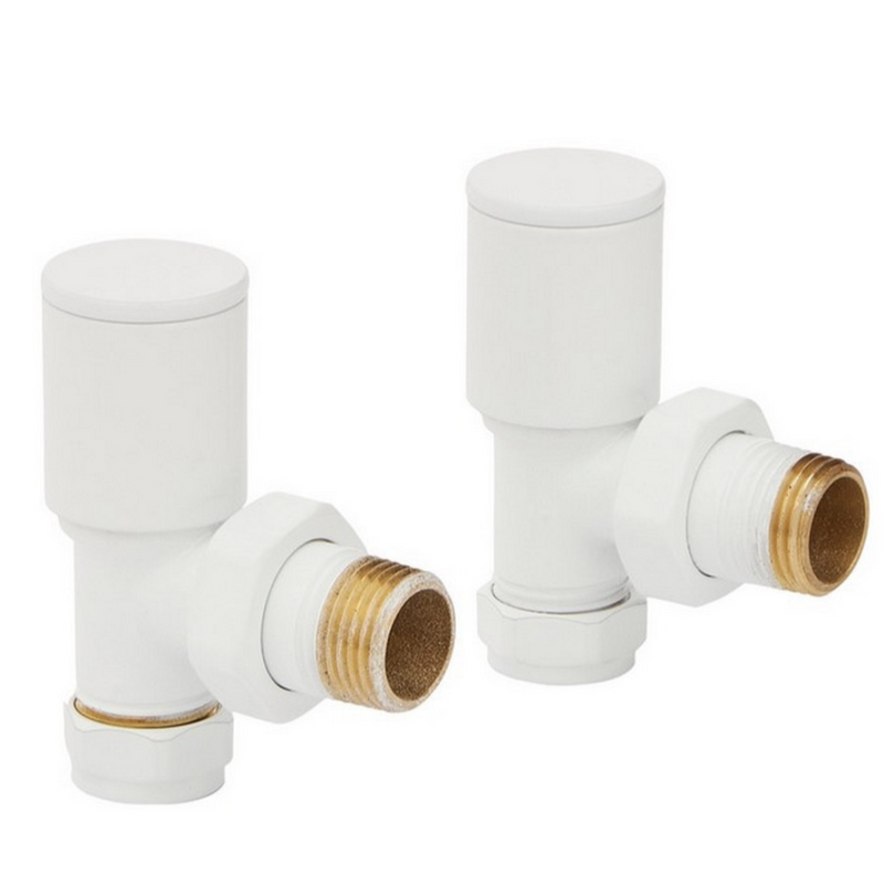 Kartell Modern Angled Radiator
Valves White (Pair)