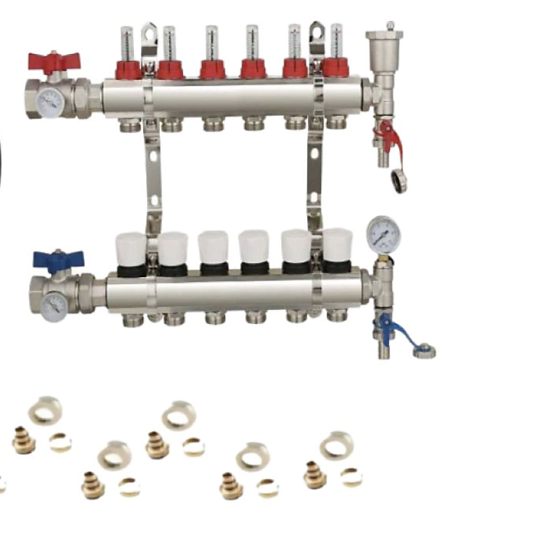 Underfloor Heating 6 Port
Manifold Kit with Eurcones