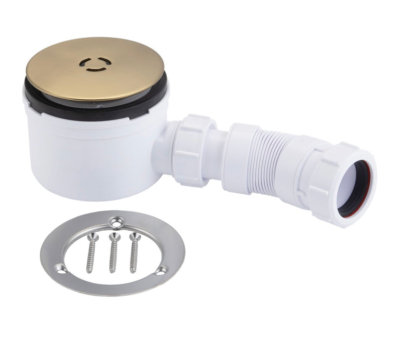 McAlpine 90mm x 50mm Brushed Brass Water Seal Shower Trap with Mini Flex ST90BB10-FLX