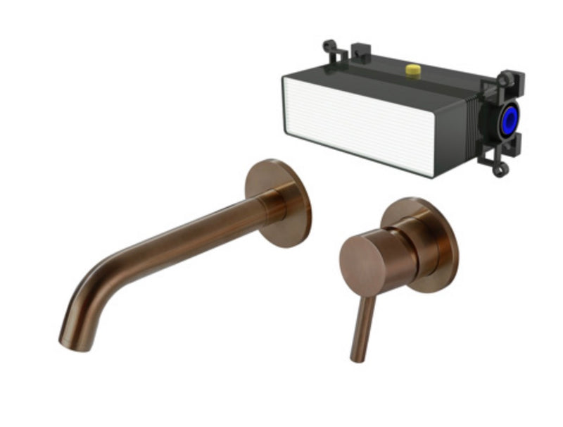Bewl Wall Mounted Single Lever Basin Mixer - Dark Brushed Bronze (incl. EZ-Box) 167.BWWMSLBMBZ