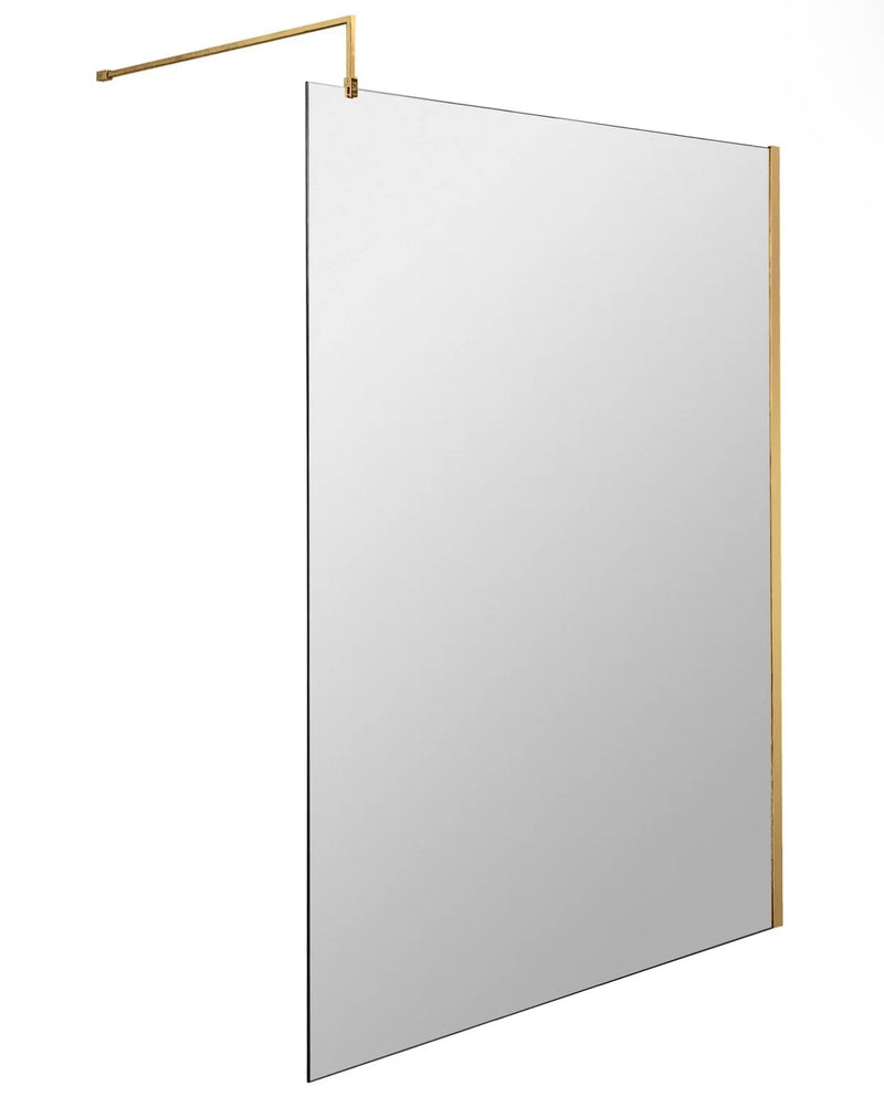 Wetroom Shower Screen - 1200mm x 1850mm - Brushed Brass - 8mm