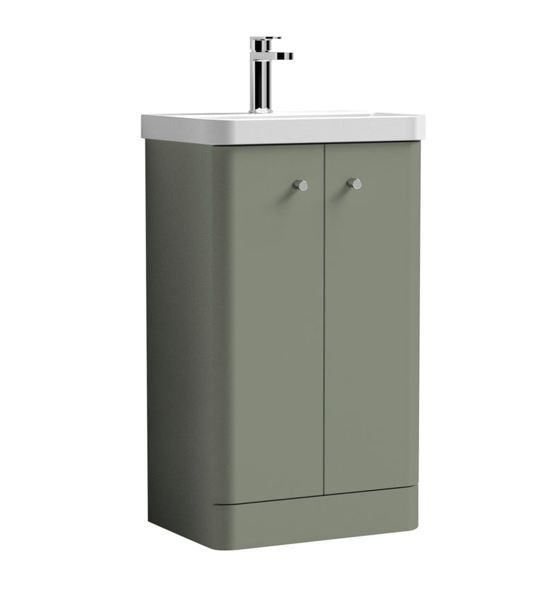 Core 500mm Satin Green 2 Door Floor Standing Vanity Unit With Basin
