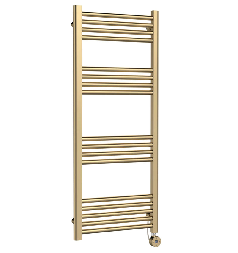 Brushed Brass 1200mm x 500mm Vertical Electric Heated Towel Rail