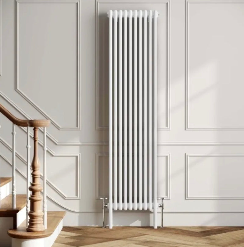 Vertical Double Column White Radiator - 1800mm x 380mm