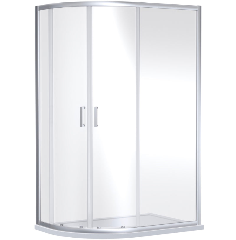 Offset shower quadrant Enclosure - 900 x 760mm - chrome