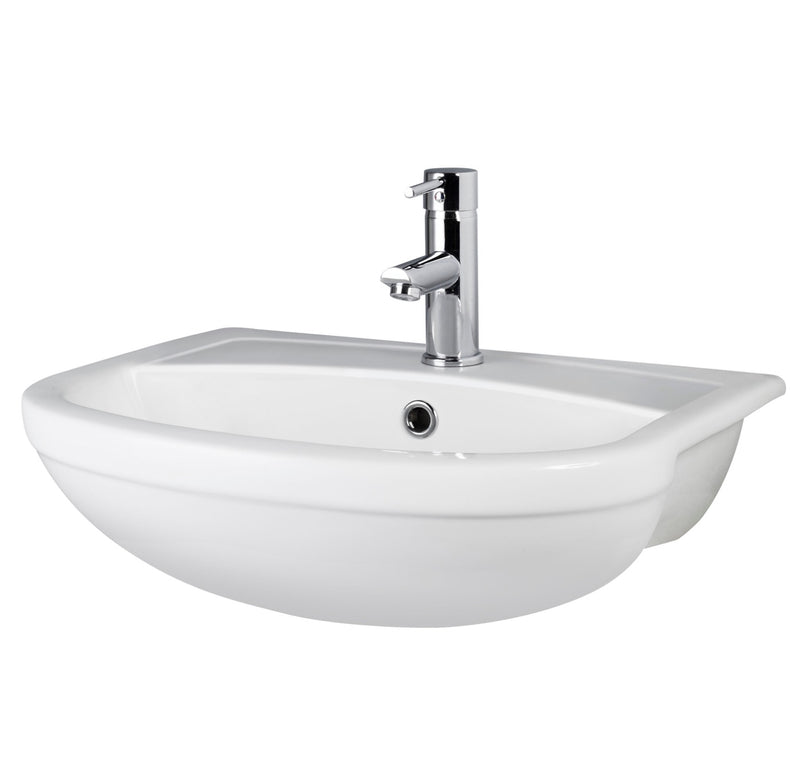 Harmony 500mm 1 Tap Hole Ceramic Semi-Recessed Basin NCH305A