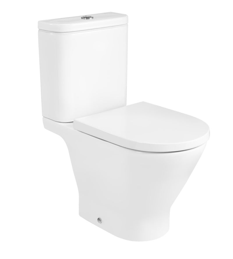Roca The Gap Round Close Coupled Rimless Open Back Pan - White