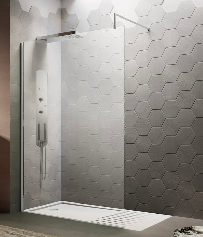 Wetroom Shower Screen - 900mm - 6mm - Chrome