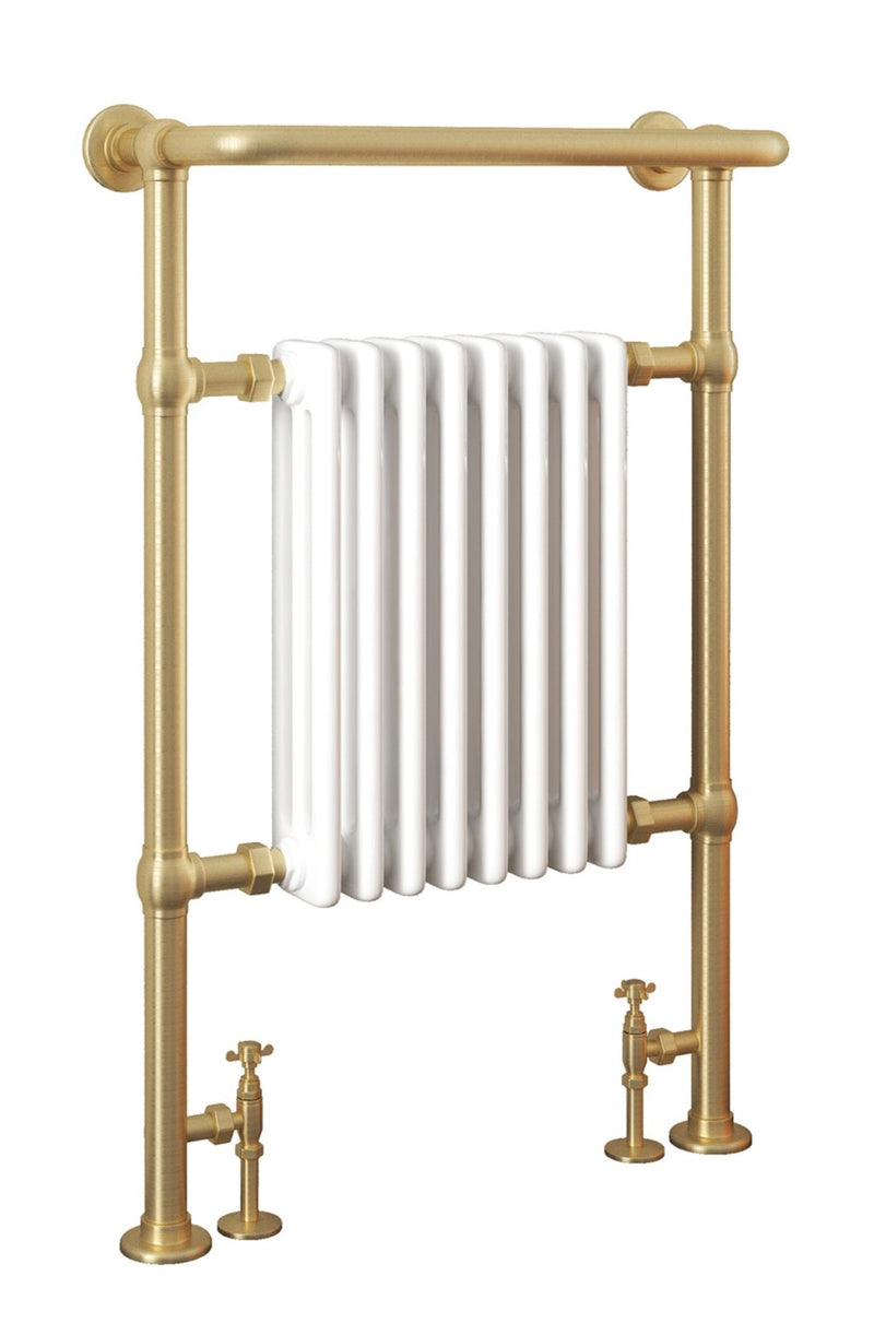 Canterbury 963 x 673mm Towel Rail - Brushed Brass/White