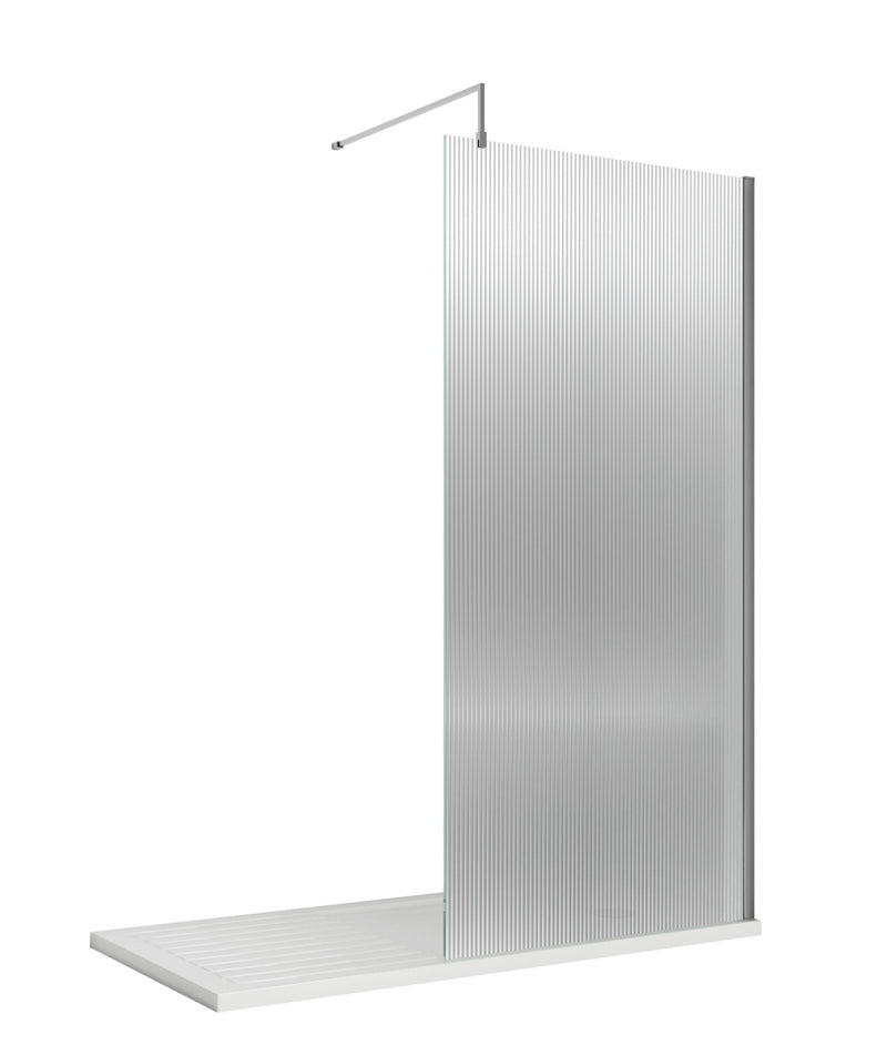 nuie 1000mm Chrome Fluted Wetroom Screen With Support WRFL18510