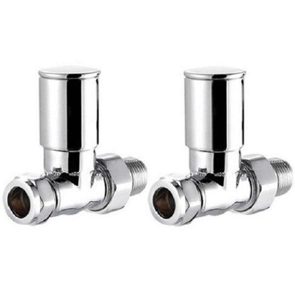 Round Straight Radiator Valves Pair - Chrome Xav641