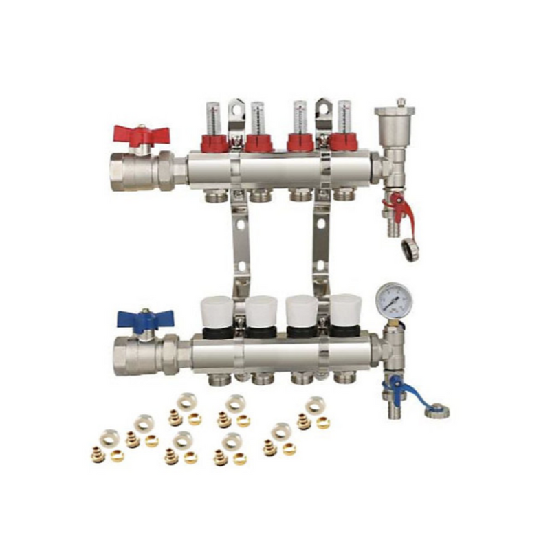 Underfloor Heating 4 Port Manifold Kit with Eurcones