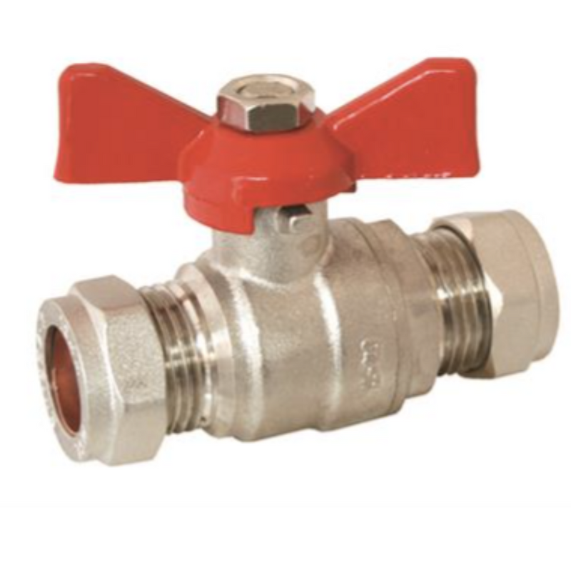 Butterfly Handle Ball Valve Red - 22Mm