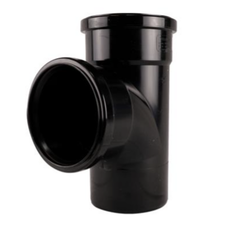 Push Fit Double Socket 90Deg Tee 110Mm - Black