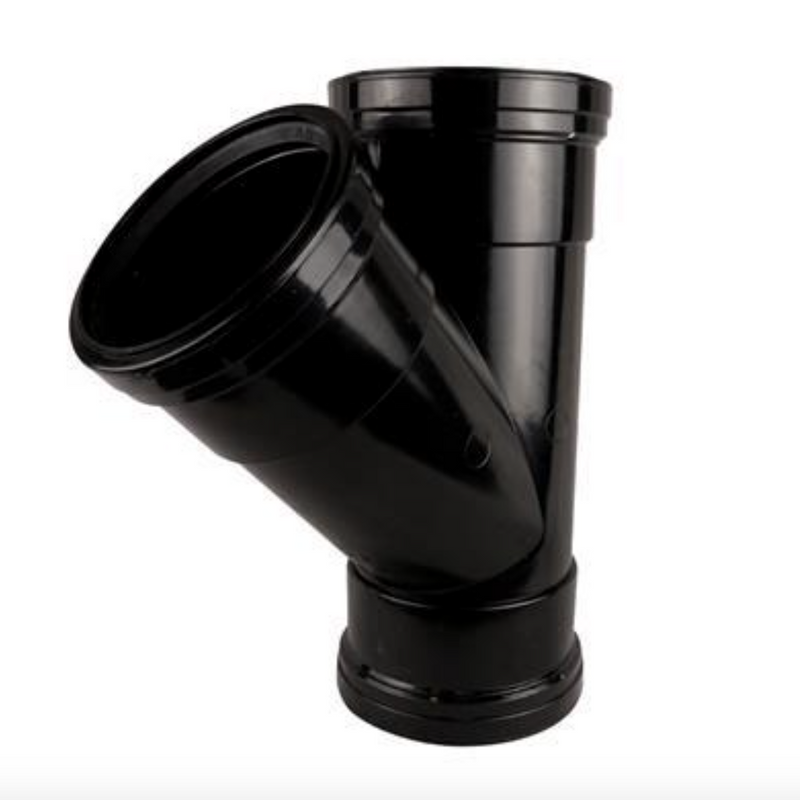Push Fit Triple Socket 45Deg Tee 110Mm - Black